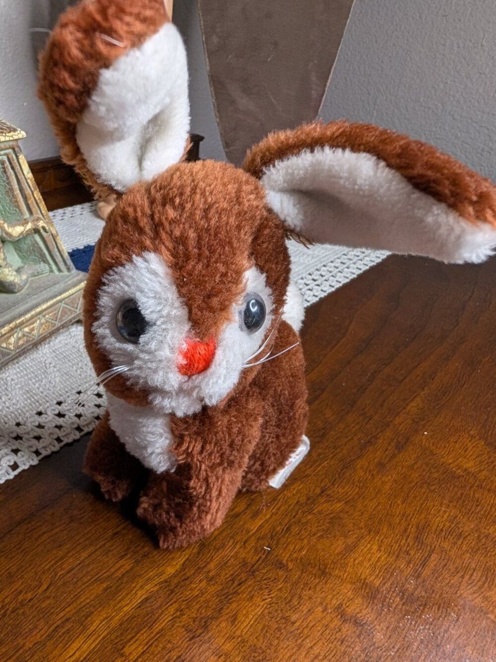 1977 Russ Berrie & Co Inc Bunny Rabbit Brown White Beanie Plush